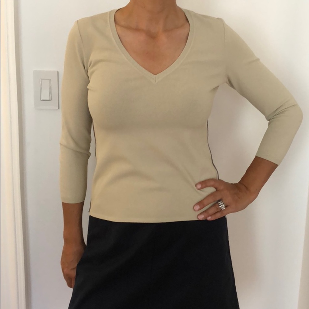 Prada Beige V-Neck Top